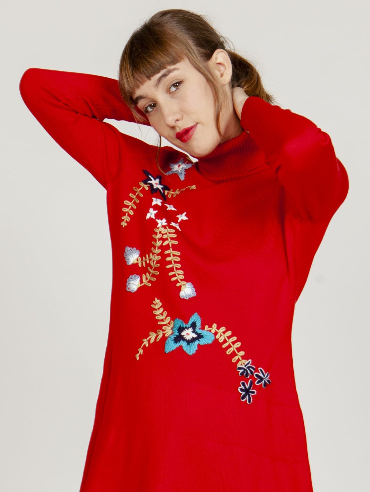 Vestido rojo bordado zara deals