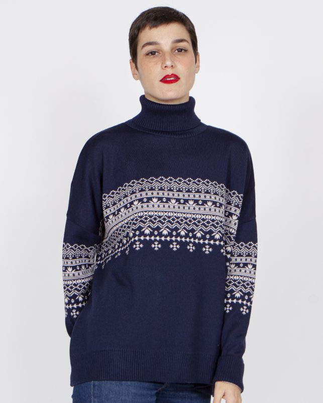 Jersey jacquard azul