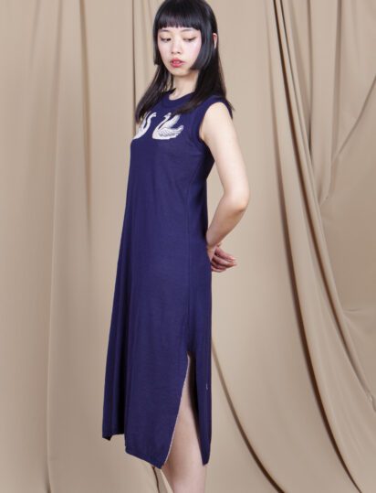 vestido cisnes navy