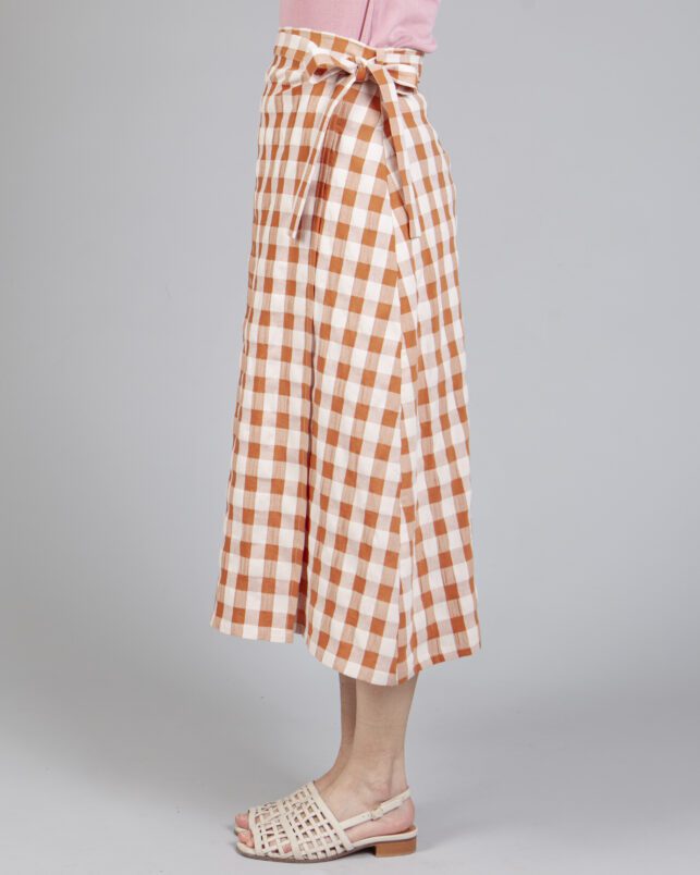 Falda pareo vichy caramelo - Imagen 2