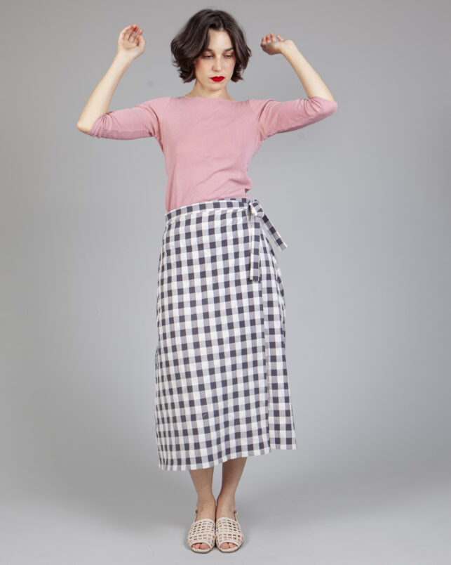 falda pareo vichy navy - Imagen 2