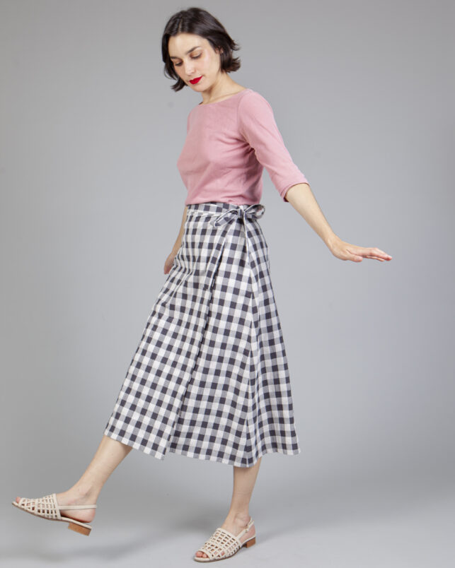 falda pareo vichy navy