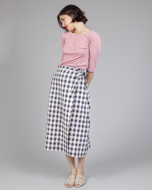 falda pareo vichy navy - Imagen 5