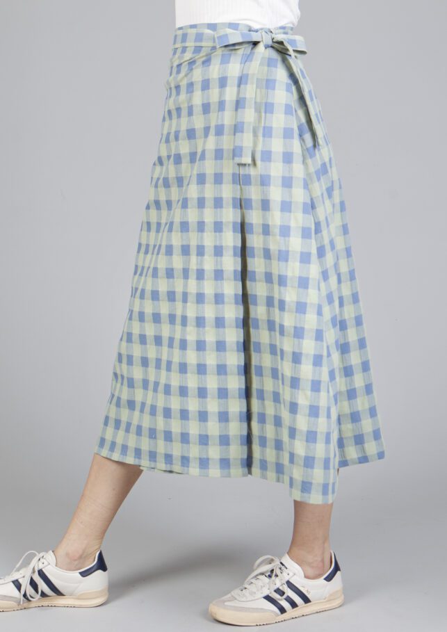 falda pareo vichy azul - Imagen 2