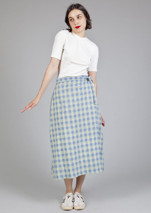falda pareo vichy azul