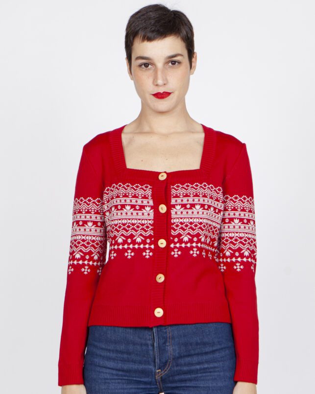 Chaqueta jacquard roja - Imagen 3