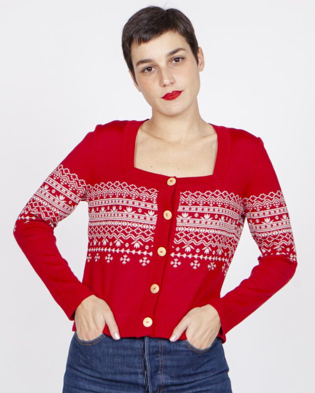 Chaqueta jacquard roja