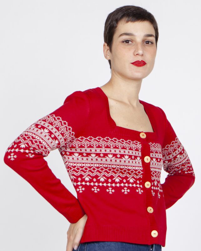 Chaqueta jacquard roja - Imagen 4