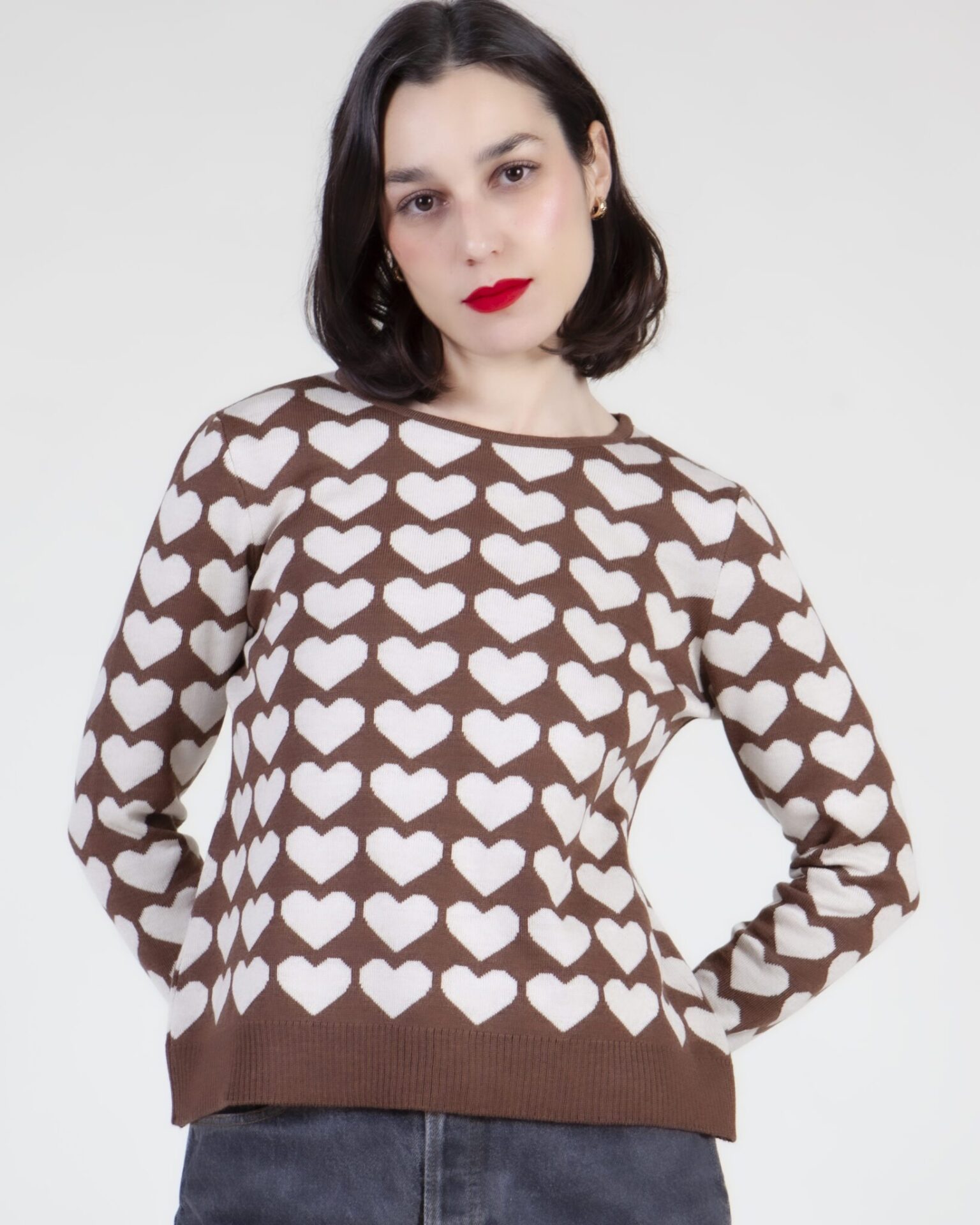 jersey corazones marrón