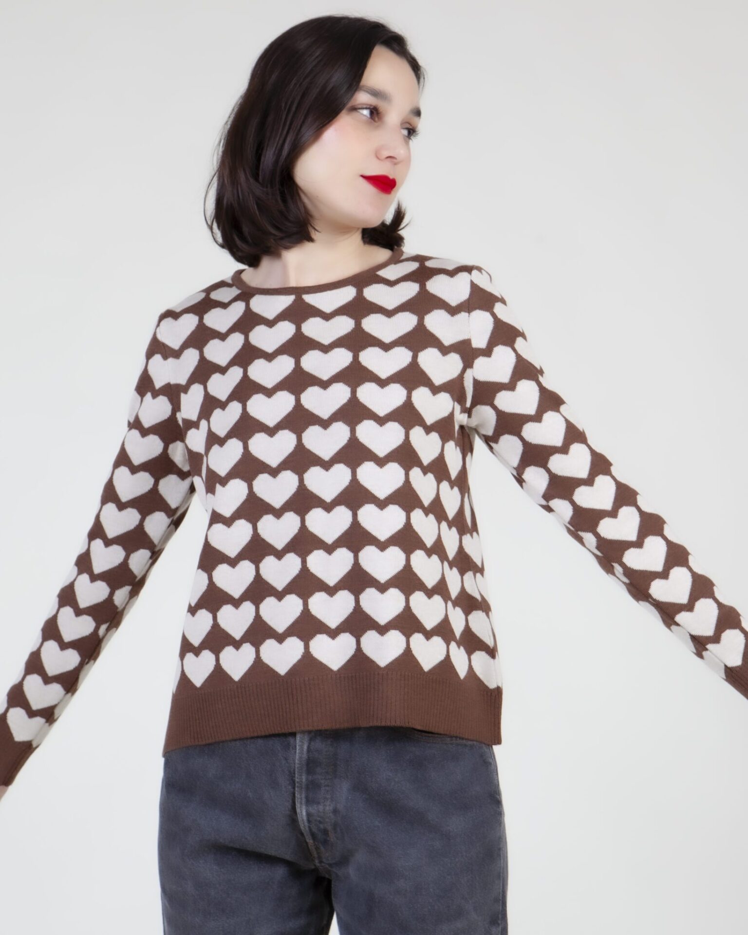 jersey corazones marrón - Imagen 3