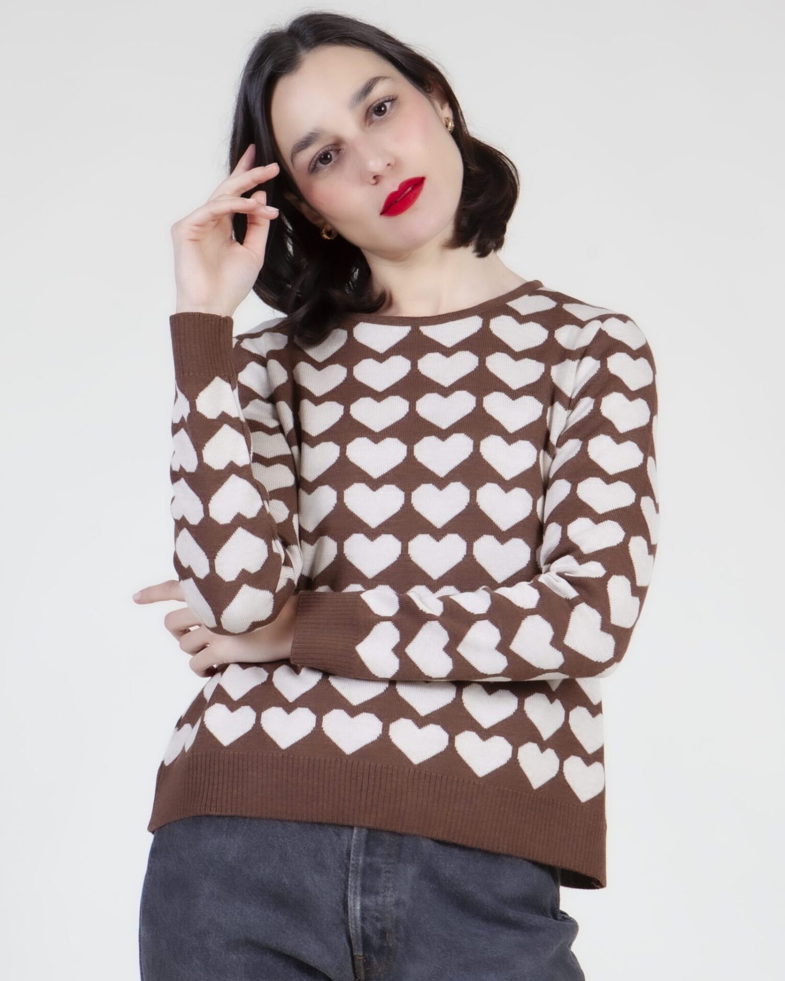 jersey corazones marrón - Imagen 5