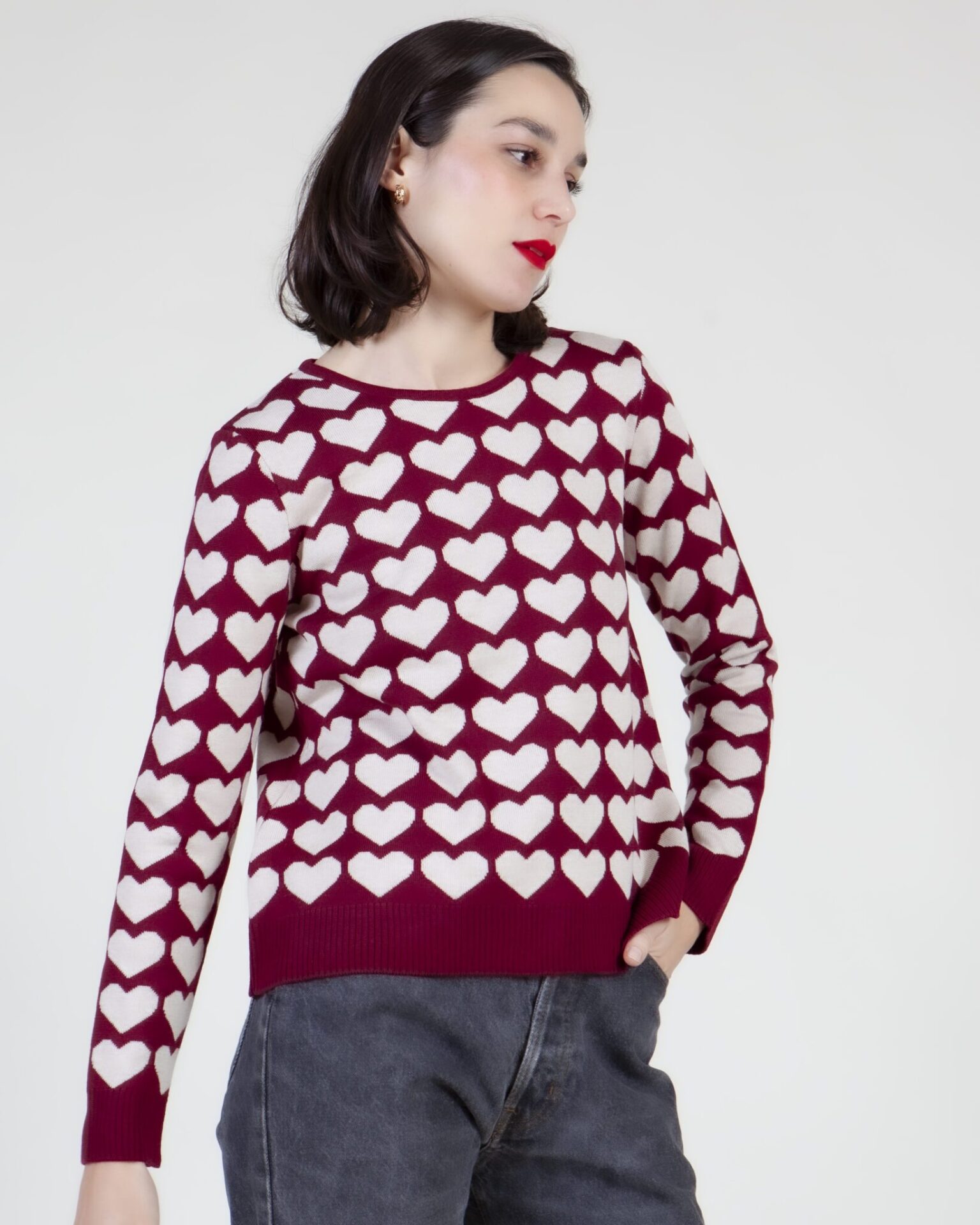 jersey corazones granate - Imagen 3