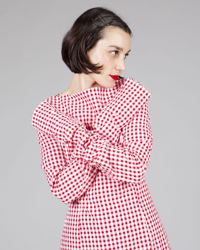 Vestido bjork rojo cuadro pequeño