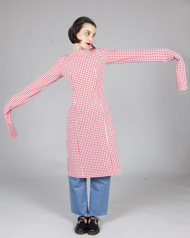 Vestido bjork rojo cuadro pequeño - Imagen 4