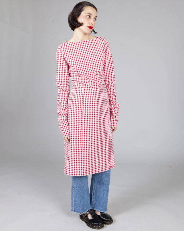 Vestido bjork rojo cuadro pequeño - Imagen 5