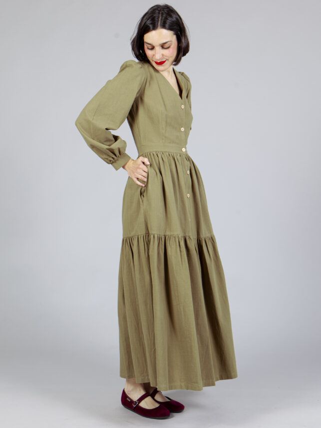 VESTIDO NORTE OLIVA - Imagen 3
