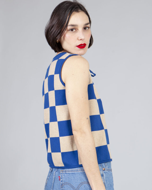 chaleco plaid blue - Imagen 4