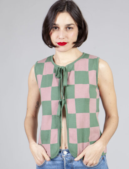 chaleco plaid green