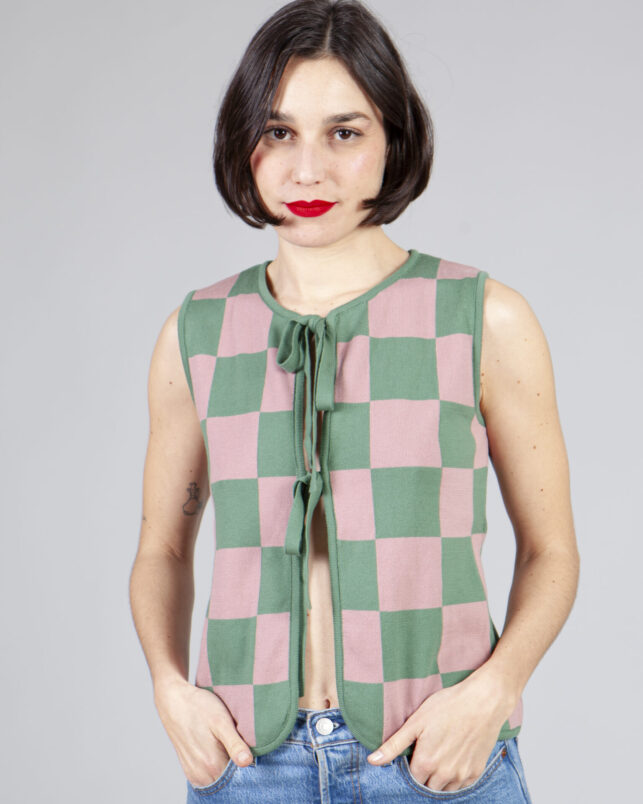 chaleco plaid green