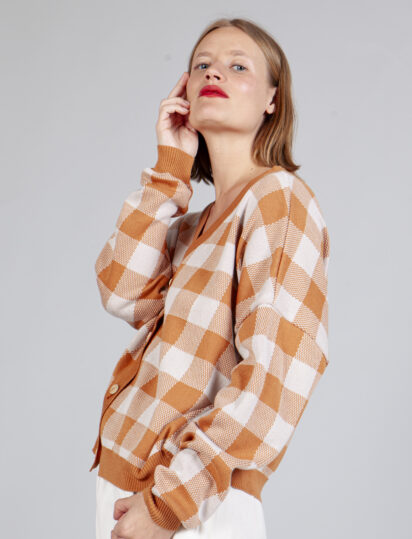CHAQUETA  VICHY CARAMELO