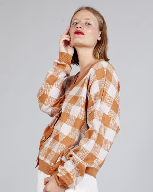 CHAQUETA  VICHY CARAMELO