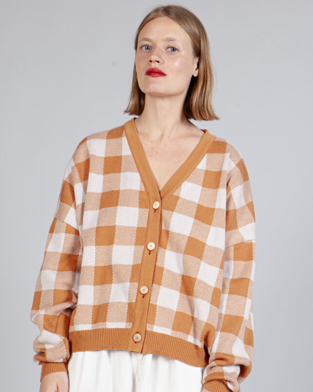 CHAQUETA  VICHY CARAMELO - Imagen 3