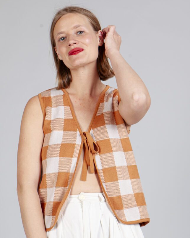 CHALECO VICHY CARAMELO - Imagen 4