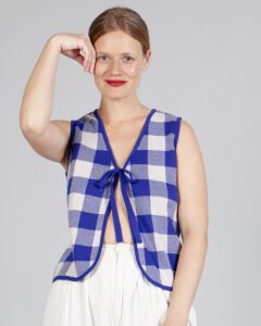 CHALECO VICHY COBALTO