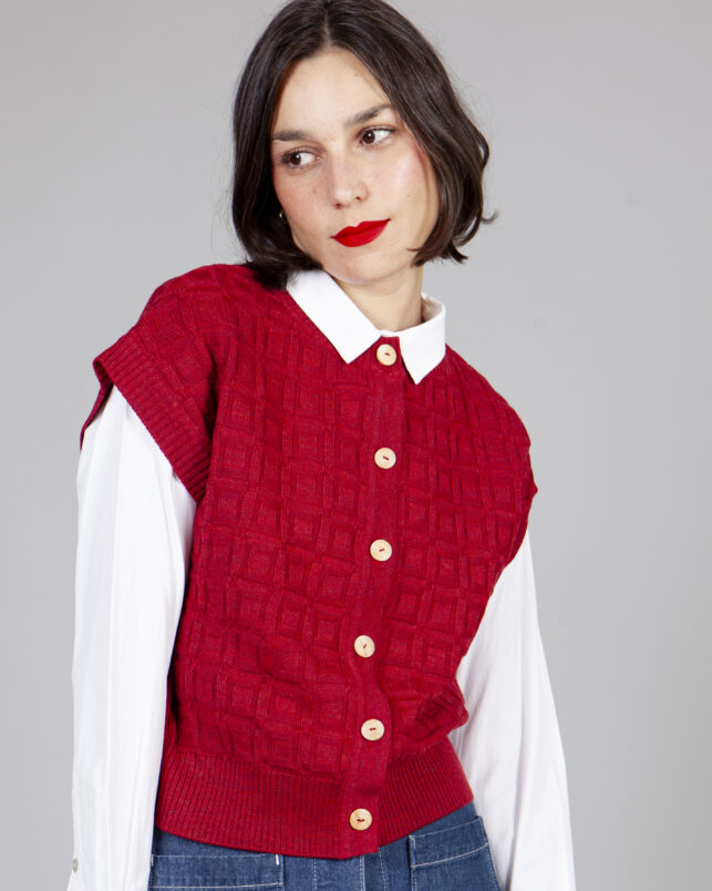 chaleco sencillo burgundy - Imagen 4
