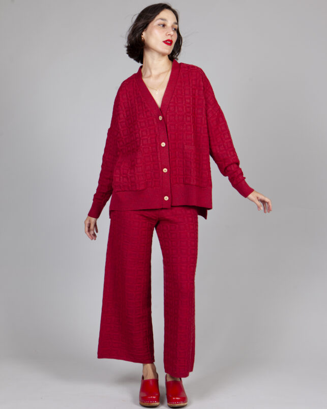 Cardigan sencillo burgundy - Imagen 4