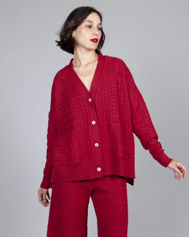 Cardigan sencillo burgundy - Imagen 5