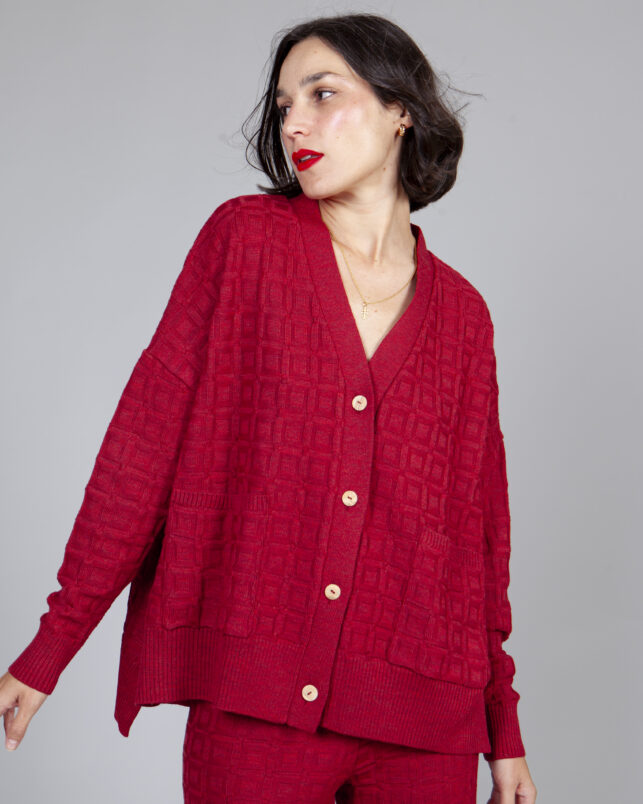 Cardigan sencillo burgundy - Imagen 6