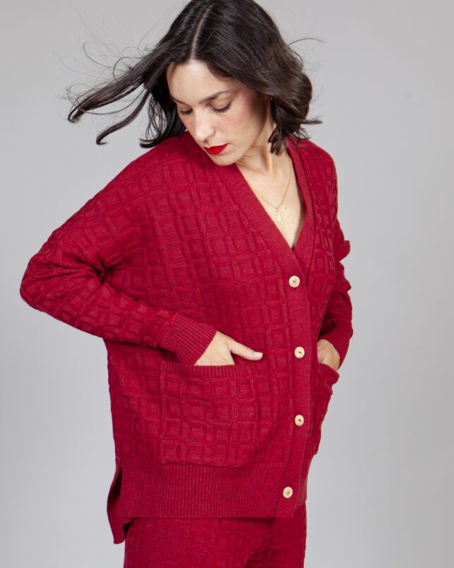 Cardigan sencillo burgundy - Imagen 7