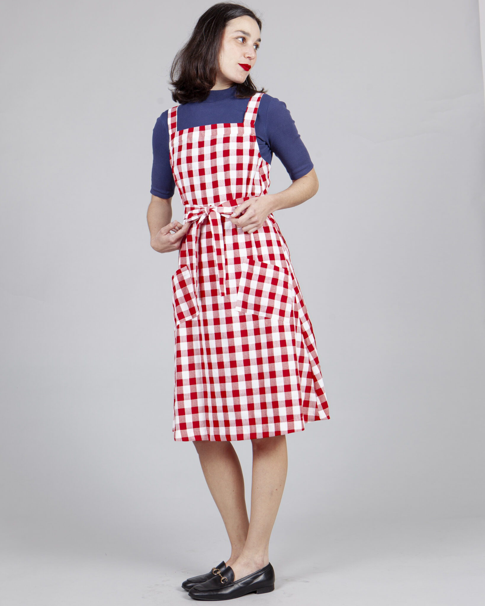 vestido delantal vichy rojo