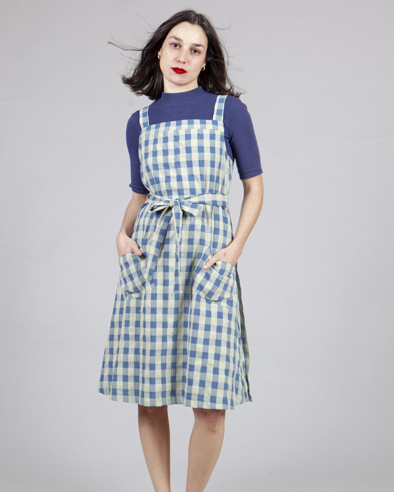 vestido delantal vichy azul - Imagen 2