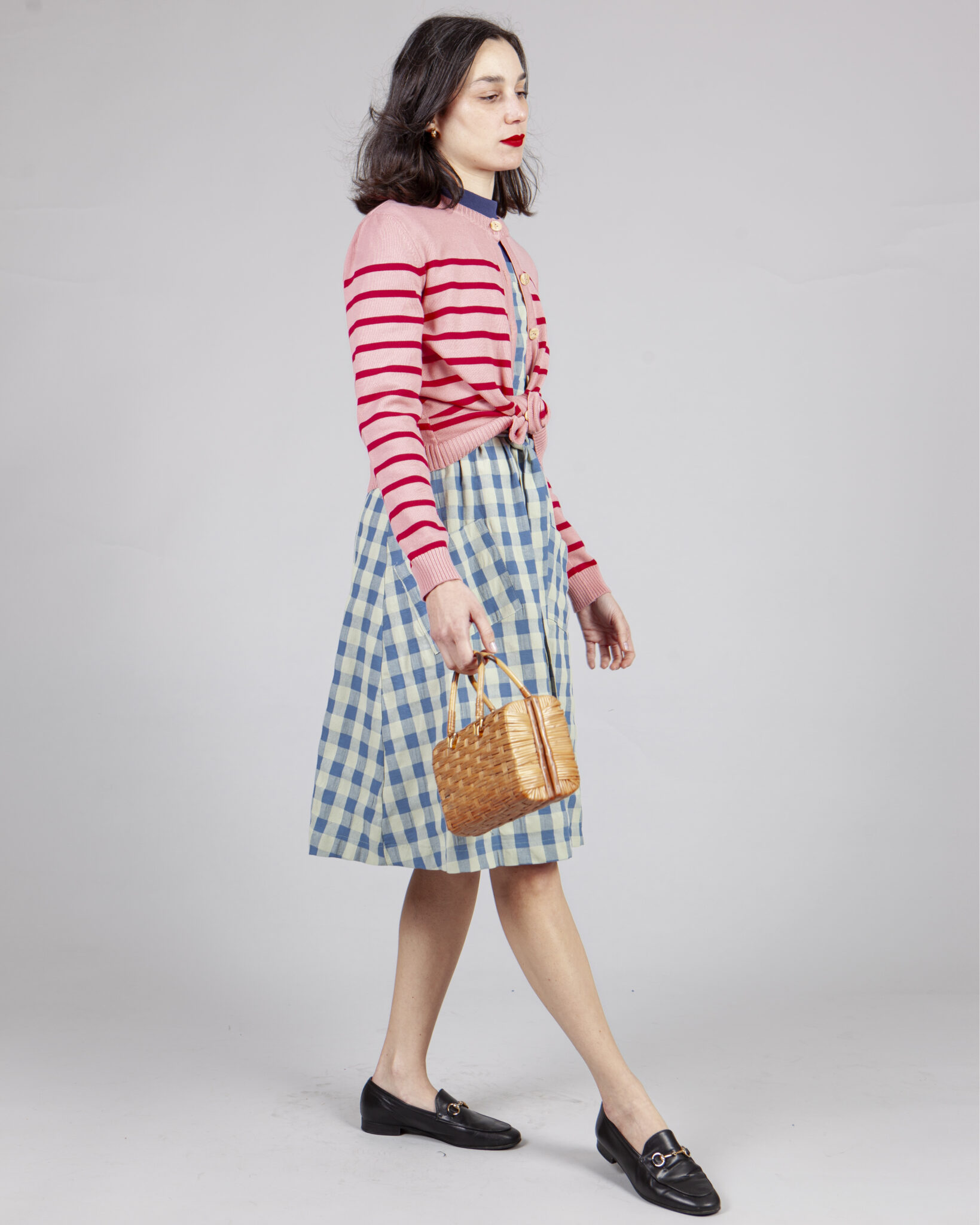 vestido delantal vichy azul - Imagen 5