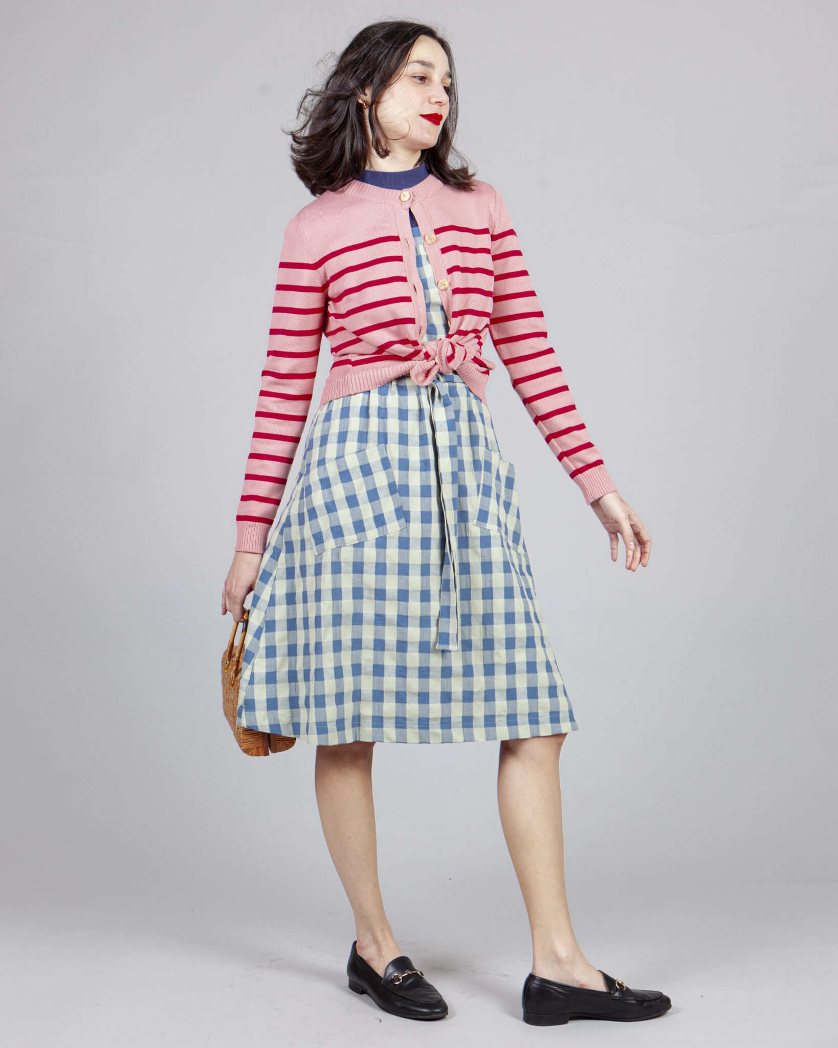 vestido delantal vichy azul - Imagen 4